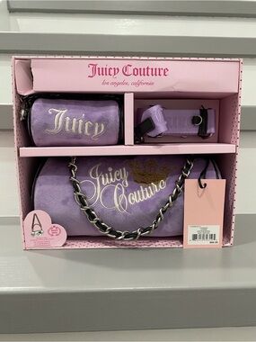 Juicy Couture Lavender Velour Chain Shoulder/Crossbody Bag Set